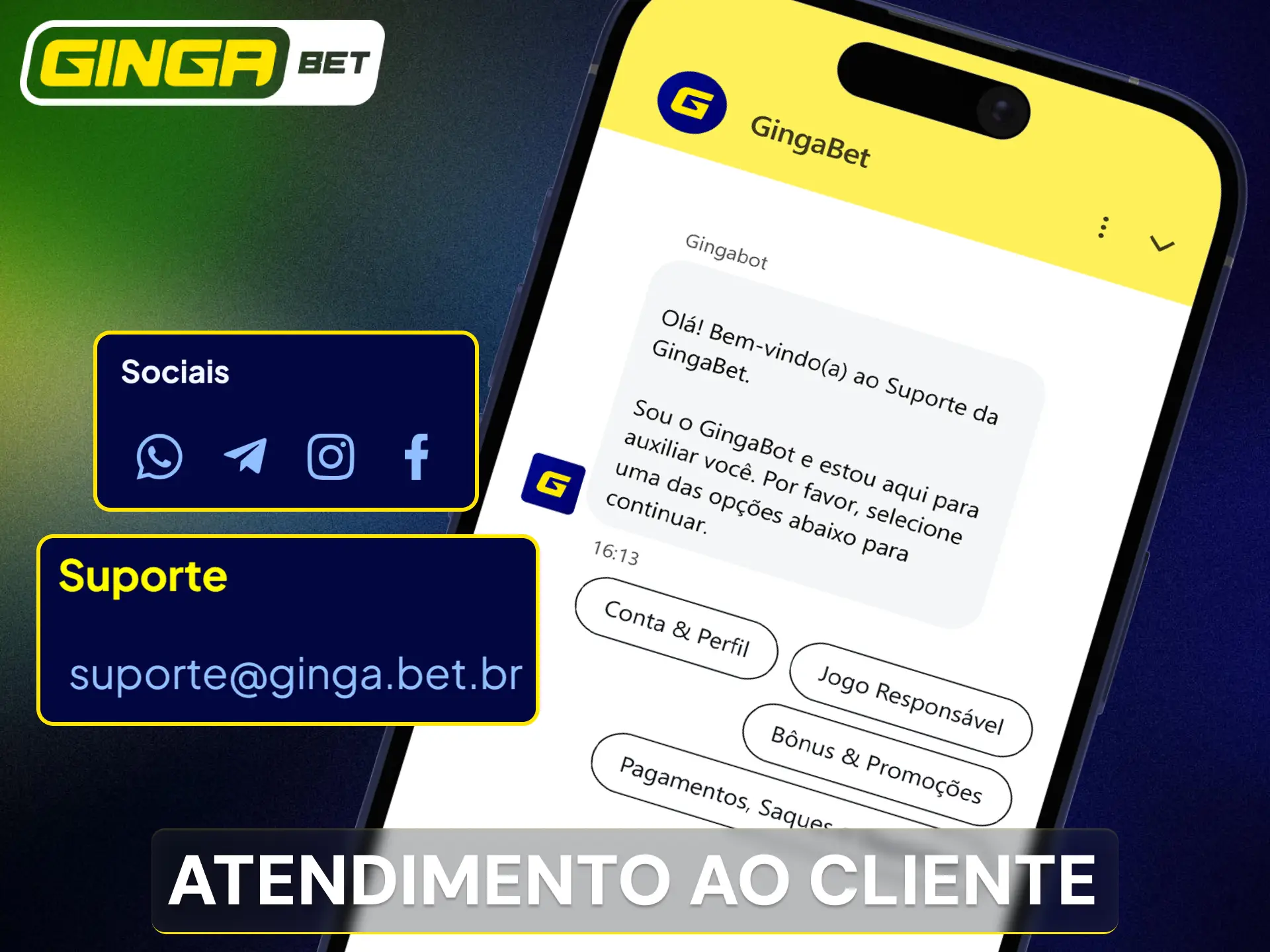 Fale com o suporte técnico para esclarecer dúvidas na Gingabet.