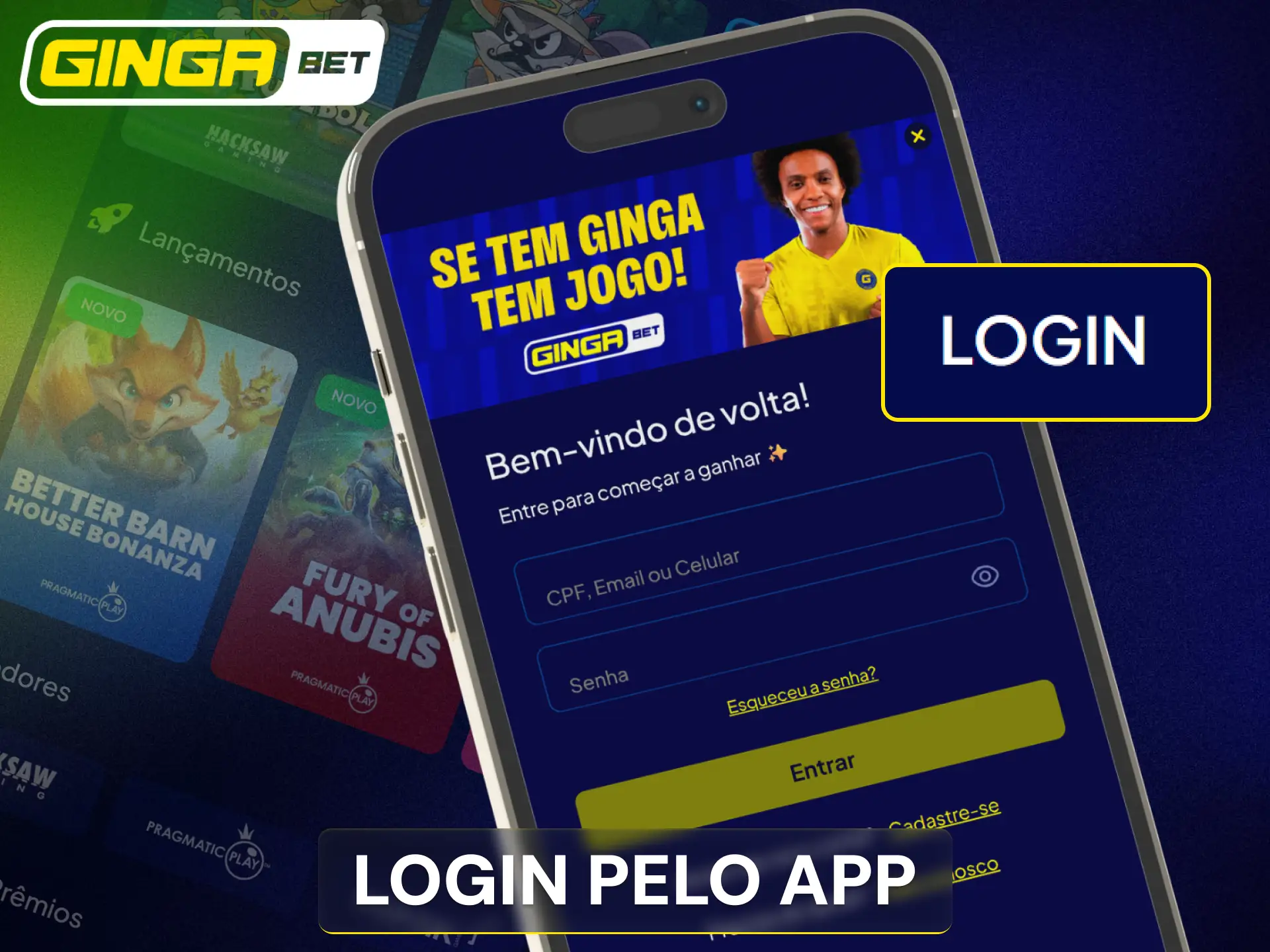 Acesse o seu painel pessoal de jogador no aplicativo da Gingabet.