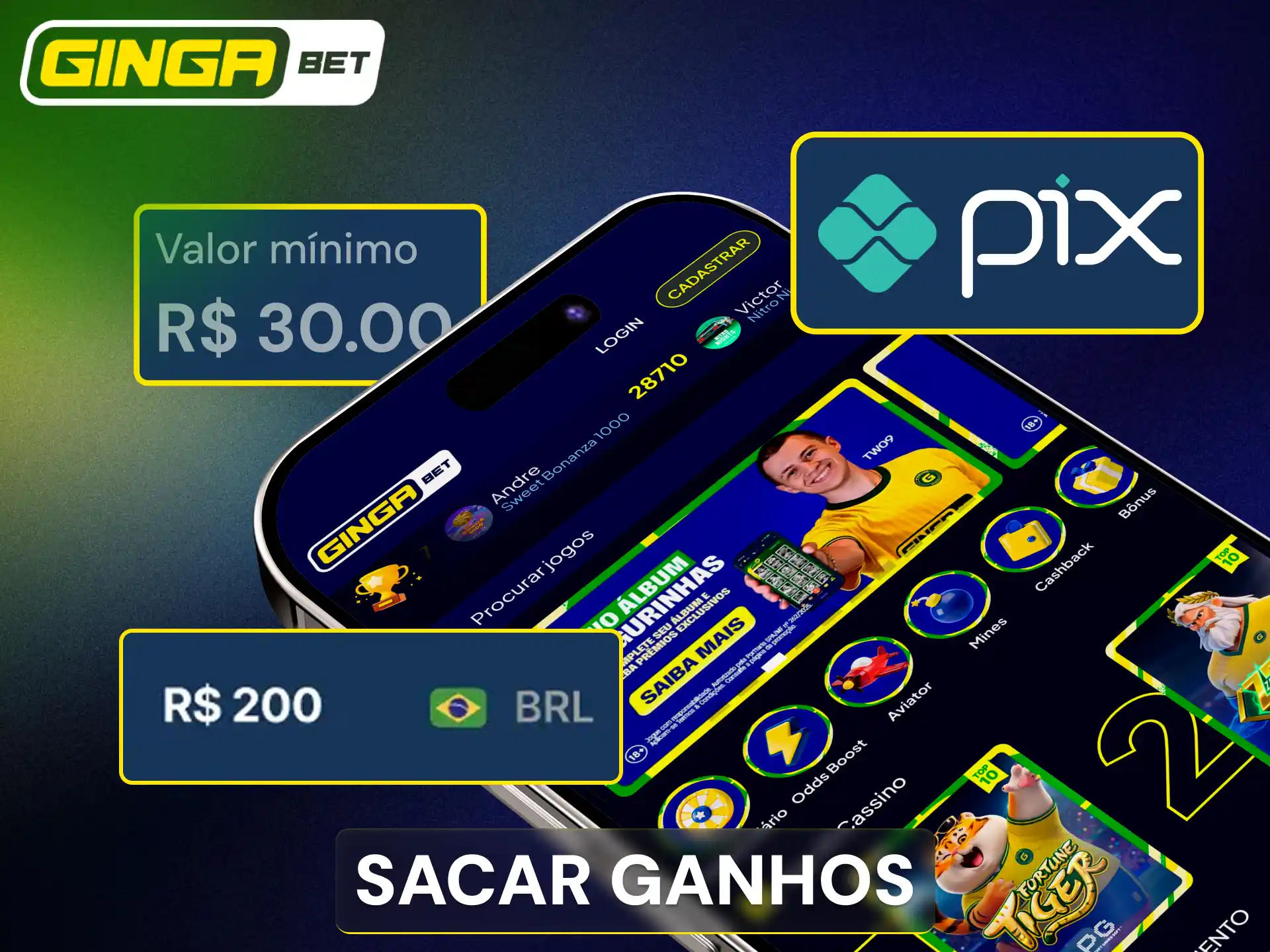 Solicite a transferência dos seus lucros obtidos através da Gingabet.