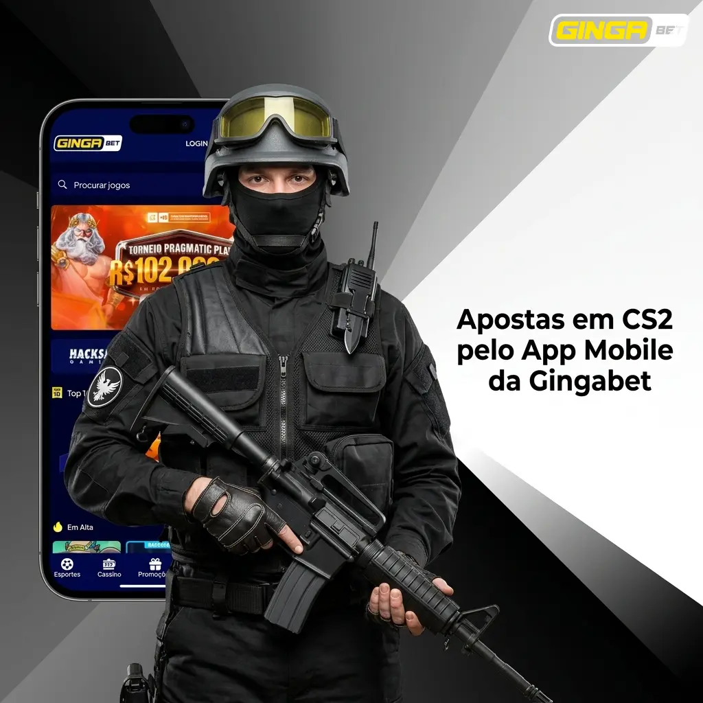 Apostas em CS2 pelo app mobile da Gingabet no Android com mercados esports e interface otimizada