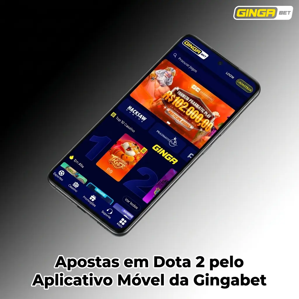 Aplicativo Gingabet para apostas em Dota 2 com odds ao vivo e mercados de esports no celular