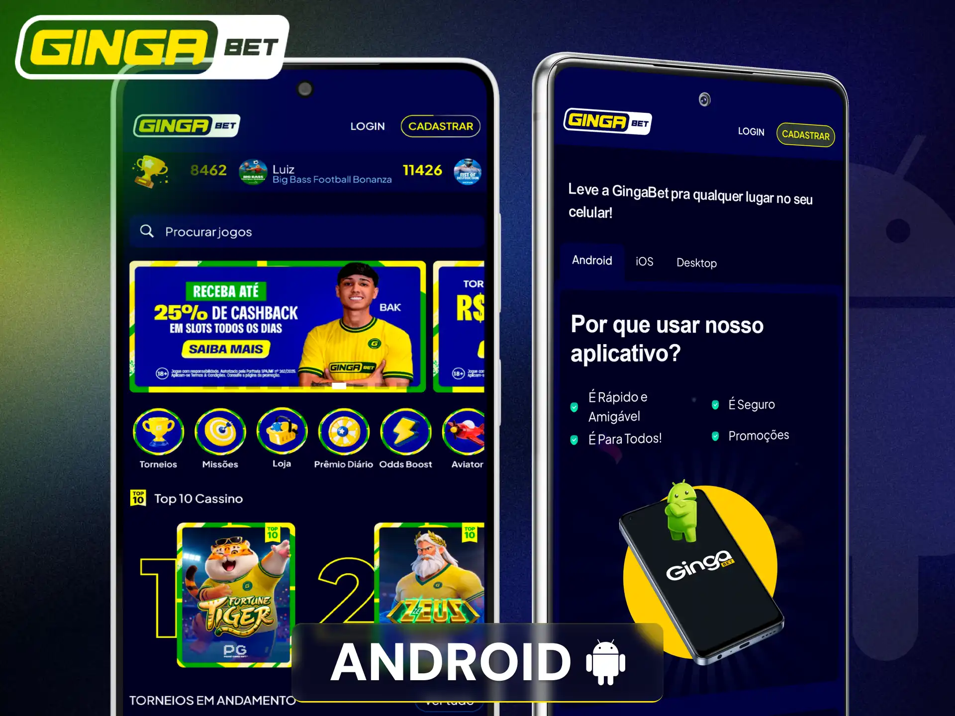 Baixe o aplicativo oficial para dispositivos Android na plataforma Gingabet.
