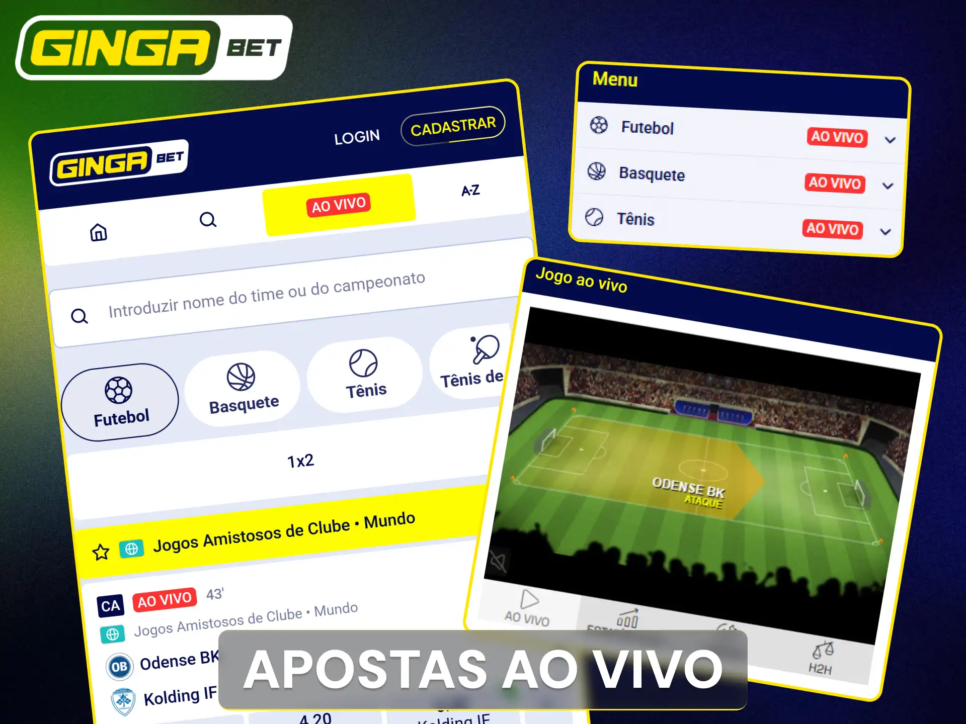Faça seus palpites em tempo real nos eventos esportivos da Gingabet.