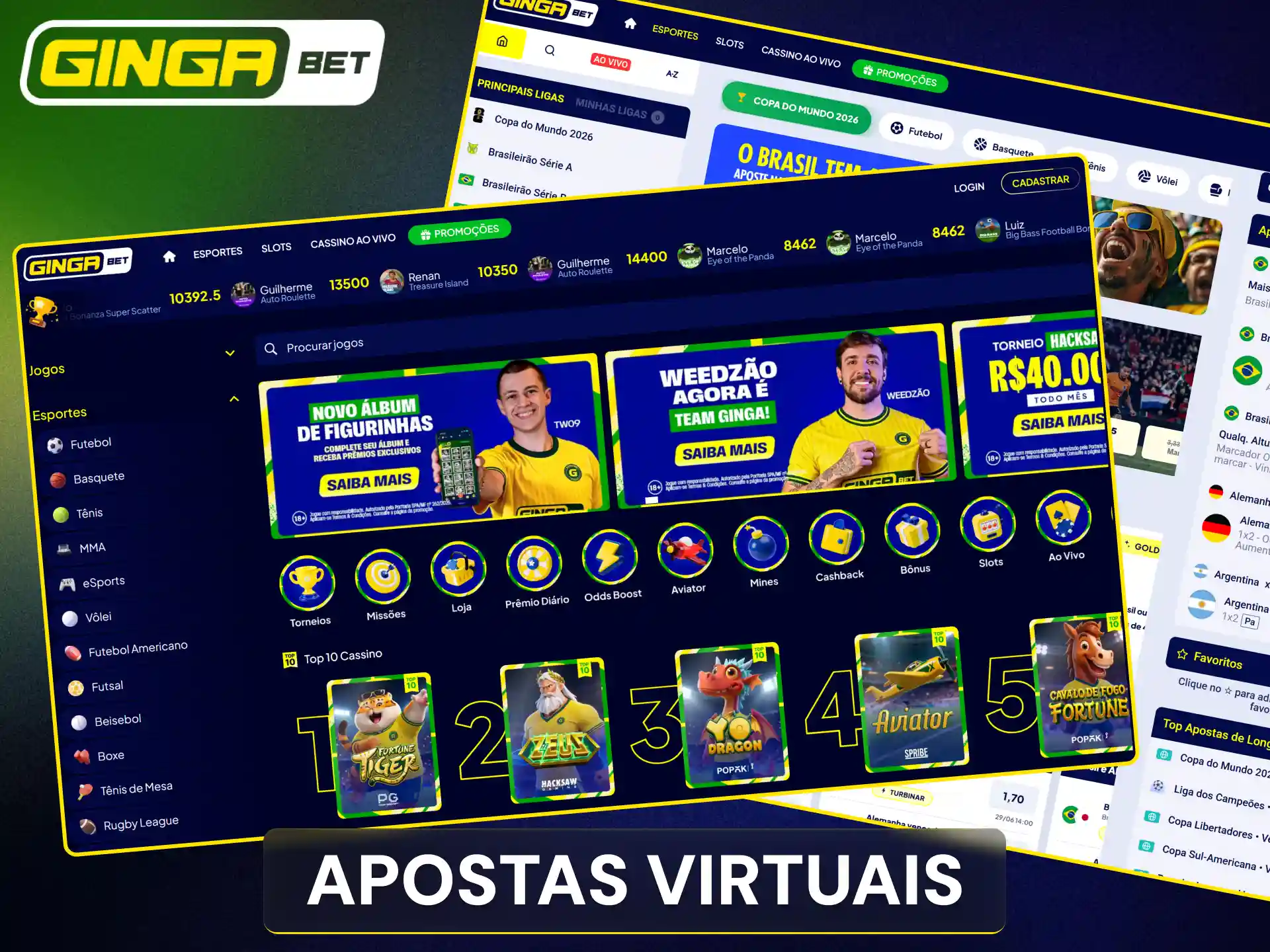 Lucre com simulações esportivas de alta tecnologia no site da Gingabet.