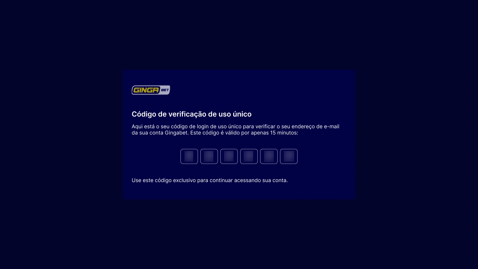 Valide a segurança em duas etapas para proteger sua conta Gingabet.