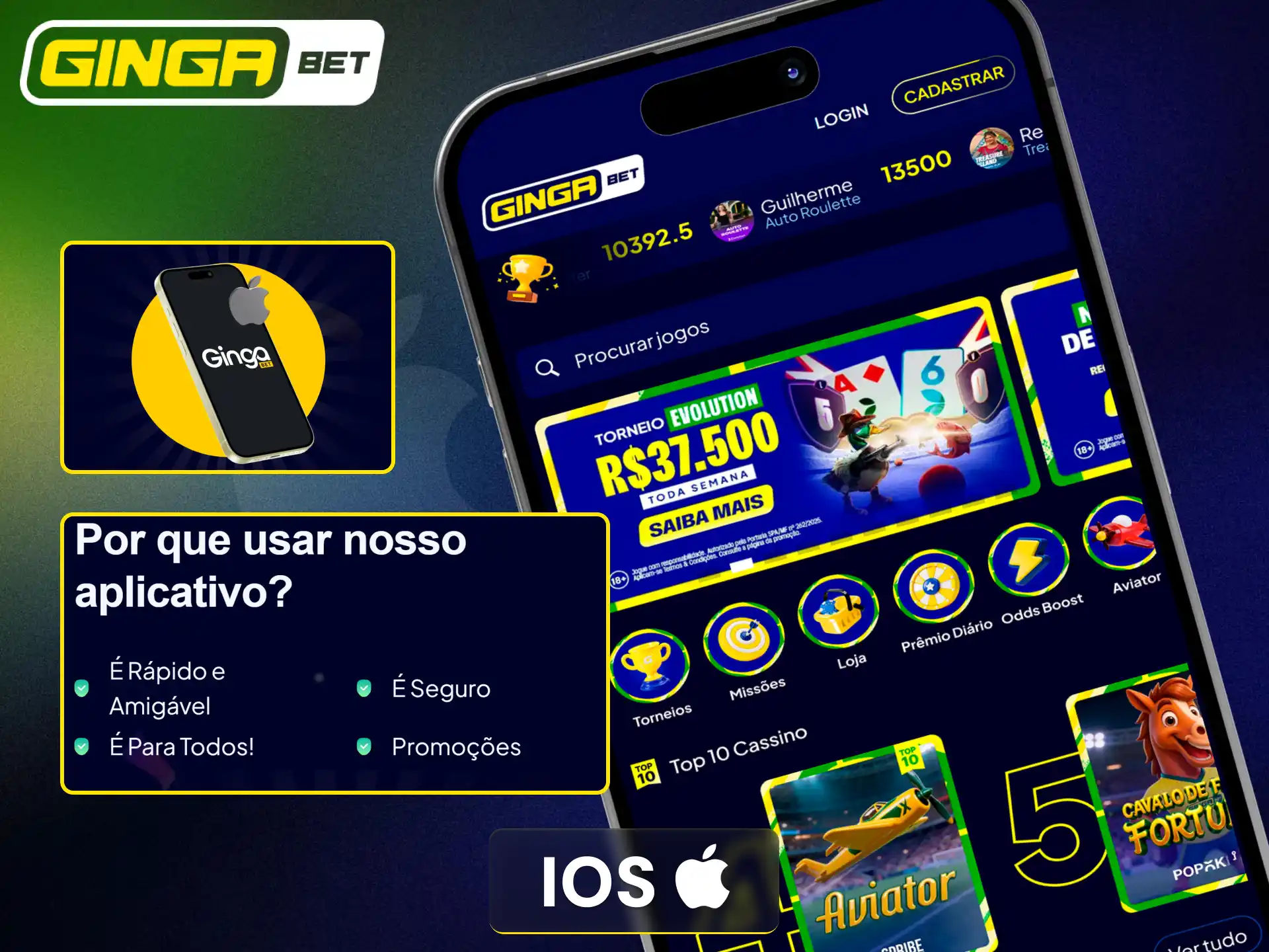 Instale o aplicativo para iPhone e iPad diretamente na Gingabet.