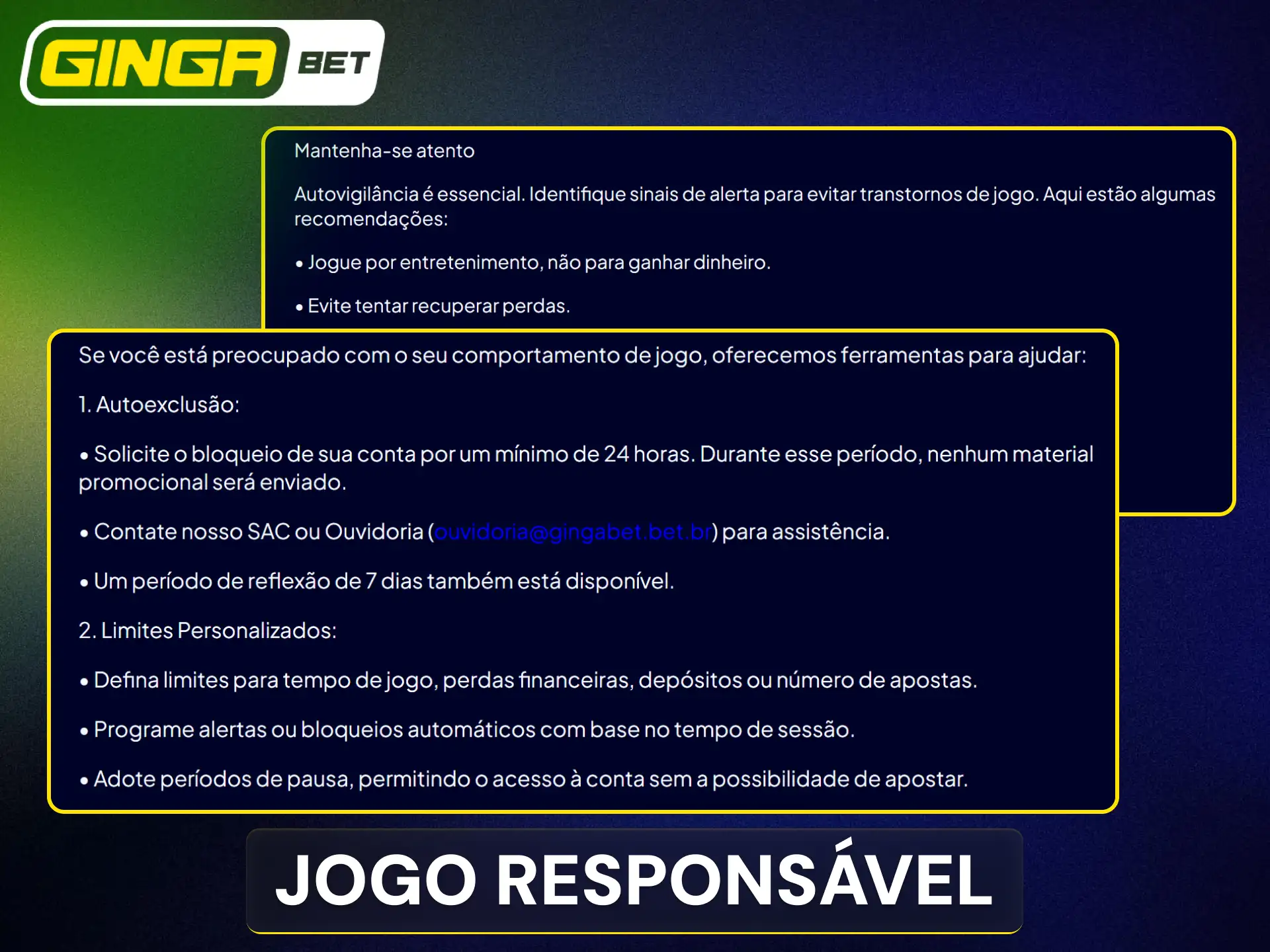 Defina limites de depósito e jogue de forma segura na Gingabet.