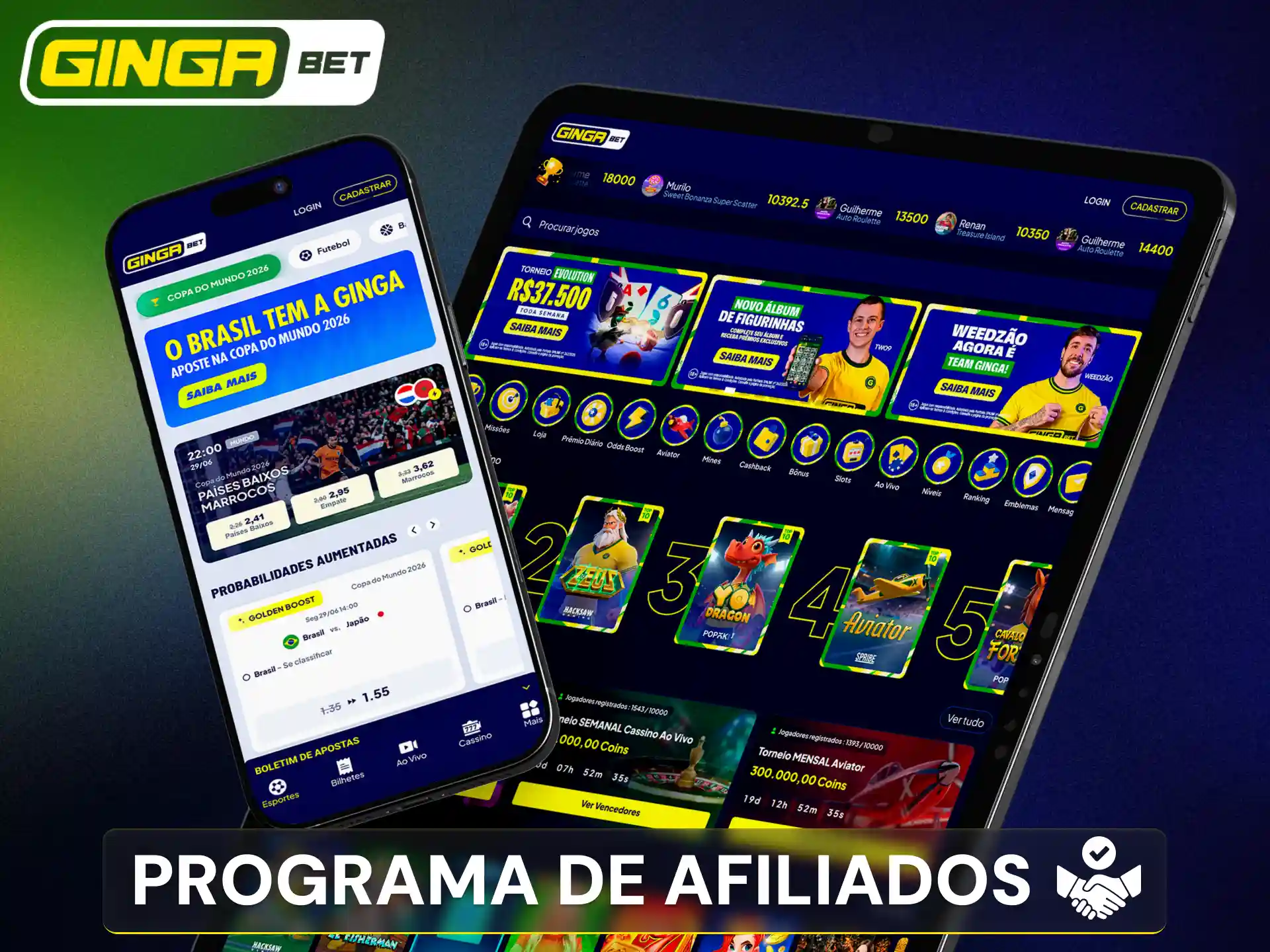 Torne-se um parceiro oficial e ganhe comissões atrativas com a Gingabet.
