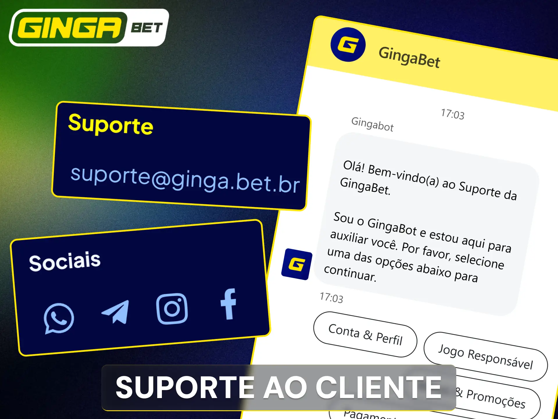 Entre em contato com a equipe de atendimento para suporte na Gingabet.